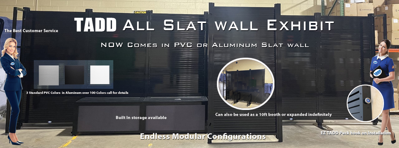 all PVC or aluminum slat wall trade show display booth