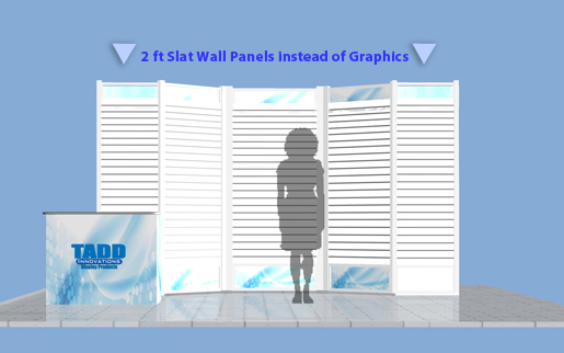 Slat Wall trade show booth ∑ith portable table