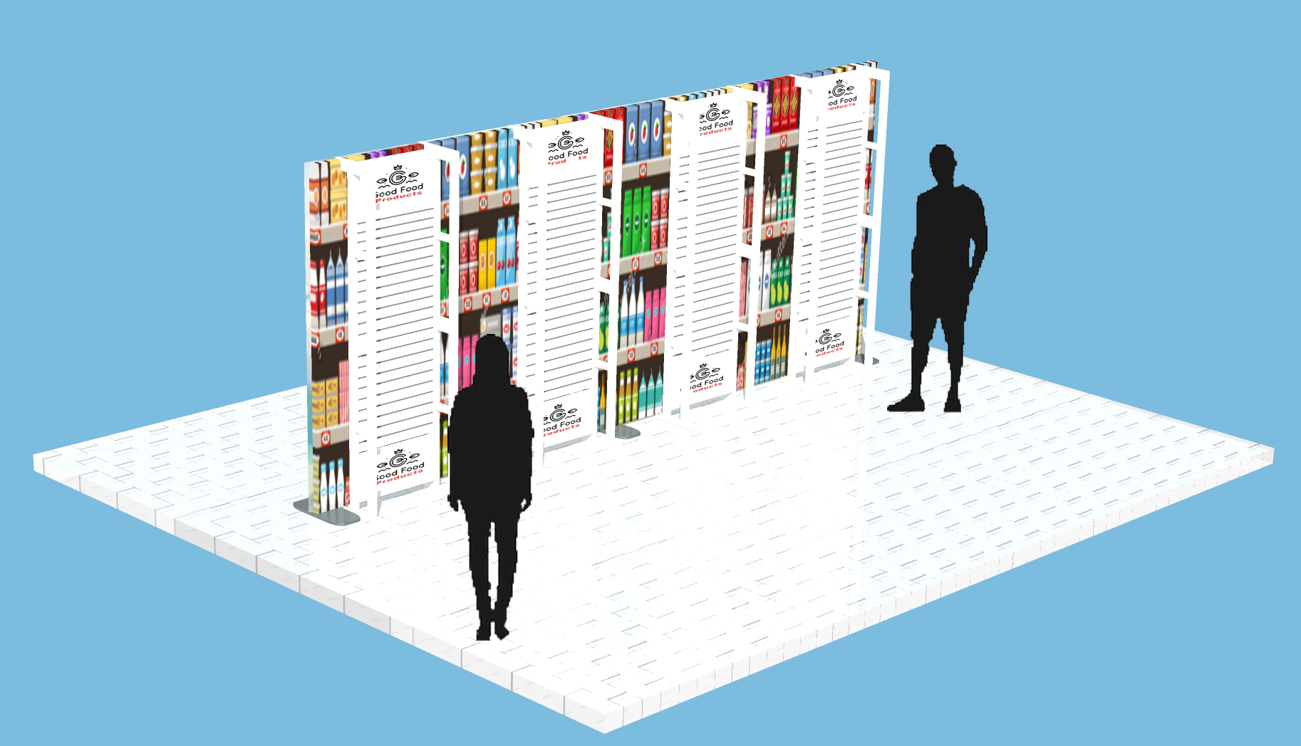 20ft slat wall trade show booth with large fabric graphics